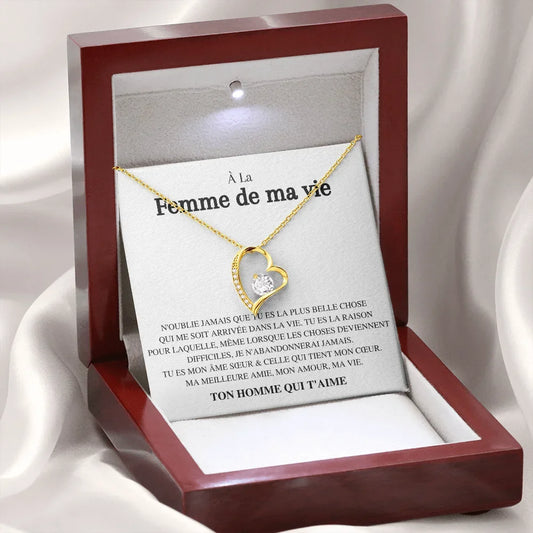 Coffret avec collier & déclaration "à la femme de ma vie"